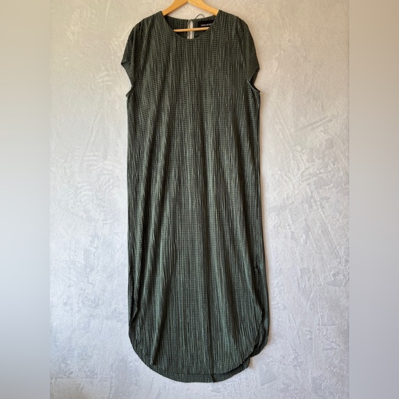 SABINA MUSAYEV Anthropologie Olive Green Sheath Slit Tee Shirt Midi Dress large - Picture 2 of 14